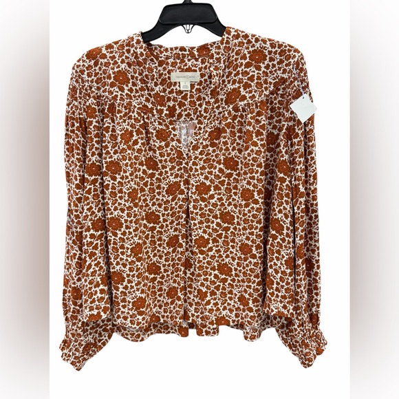 Treasure & Bond Tops - Treasure & Bond Brown Floral Blouse